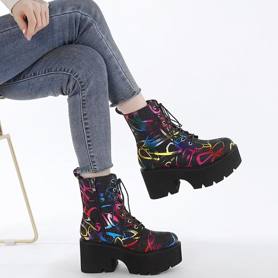 靴 Y2K gimmick long boots emo gal Amazon.com | ZKXYFFS Women's Punk Goth Platform Boots with